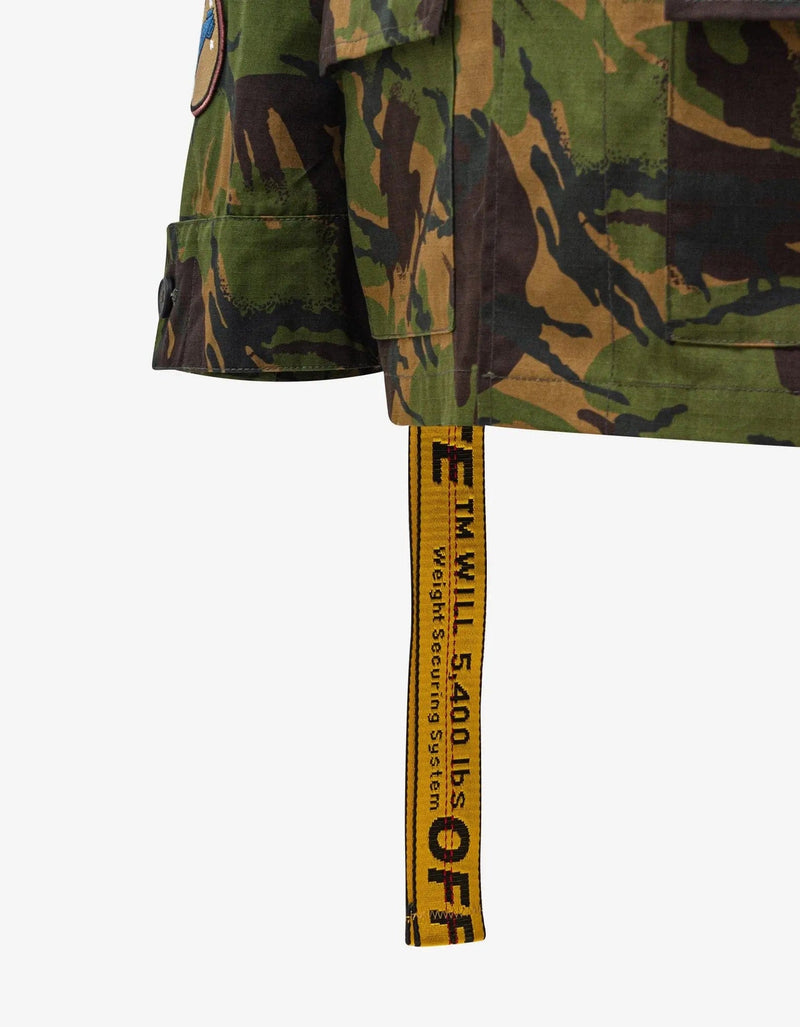 Off White Green Camouflage Patch Field Jacket Zoo Fashions