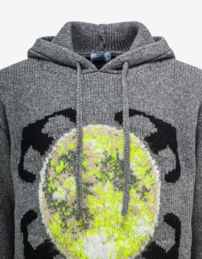 Off-White Off-White Grey Arrow Moon Chunky Knit Hoodie