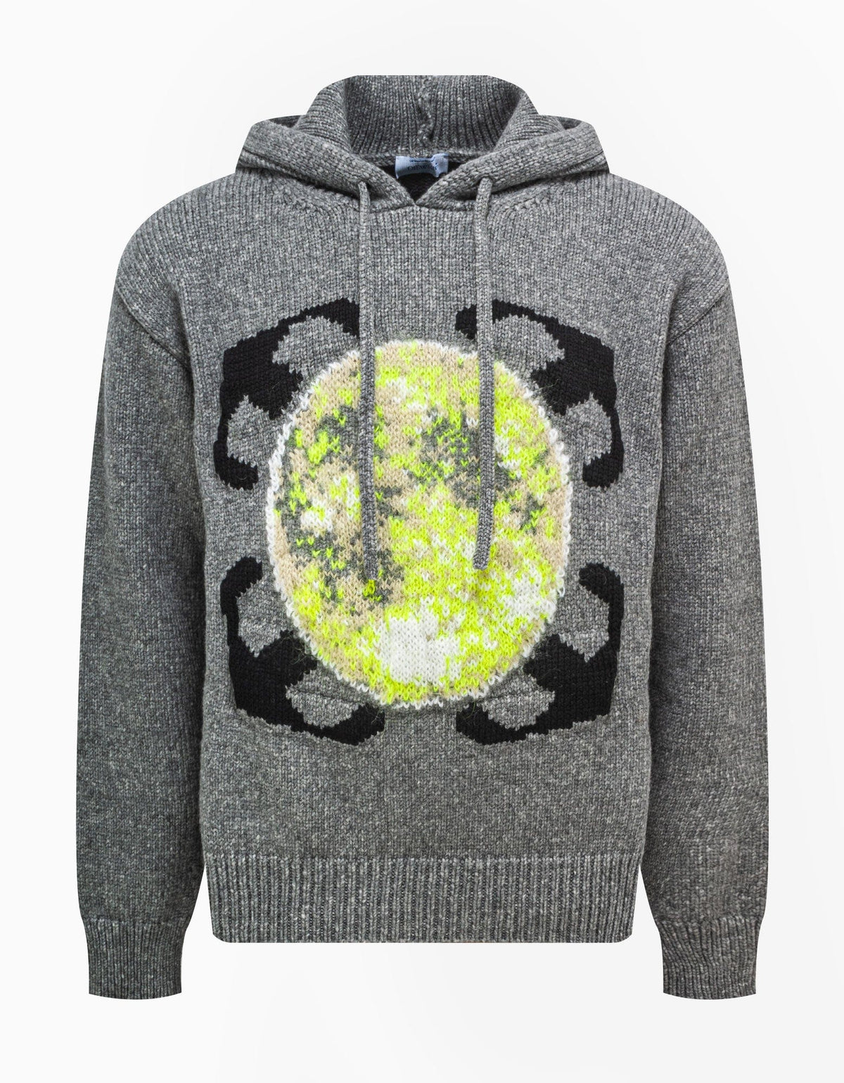Off-White Off-White Grey Arrow Moon Chunky Knit Hoodie
