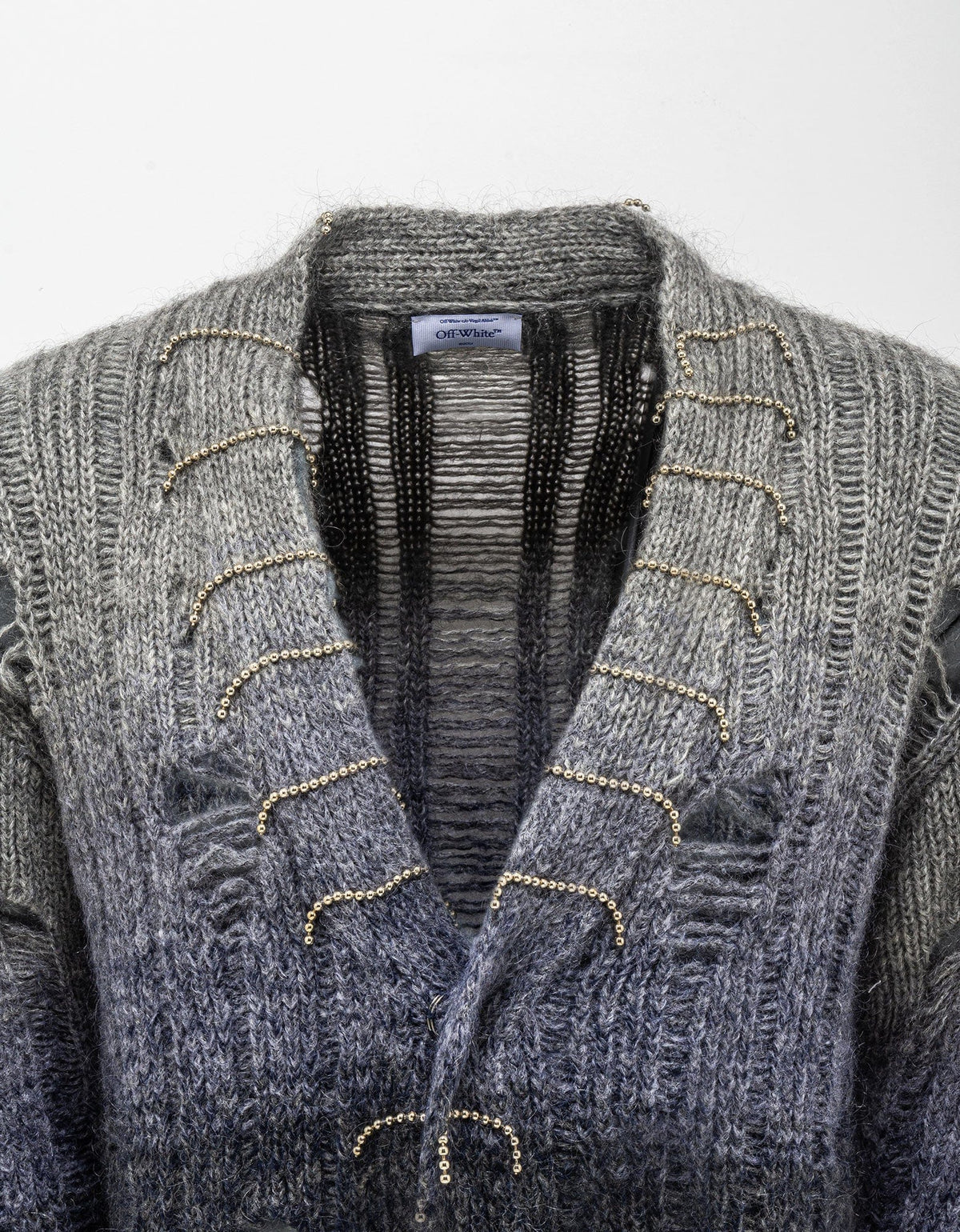 Off-White Off-White Grey Punk Pearl Degrade Cardigan