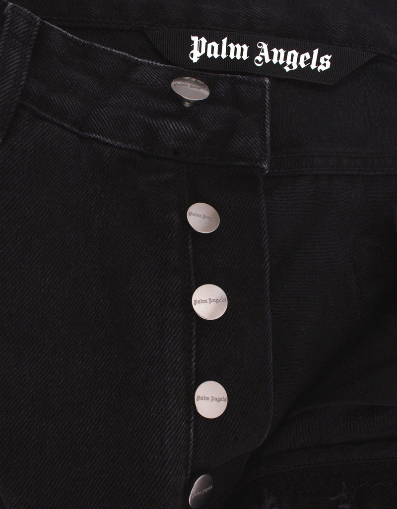 Palm Angels Black Back Logo Print Jeans