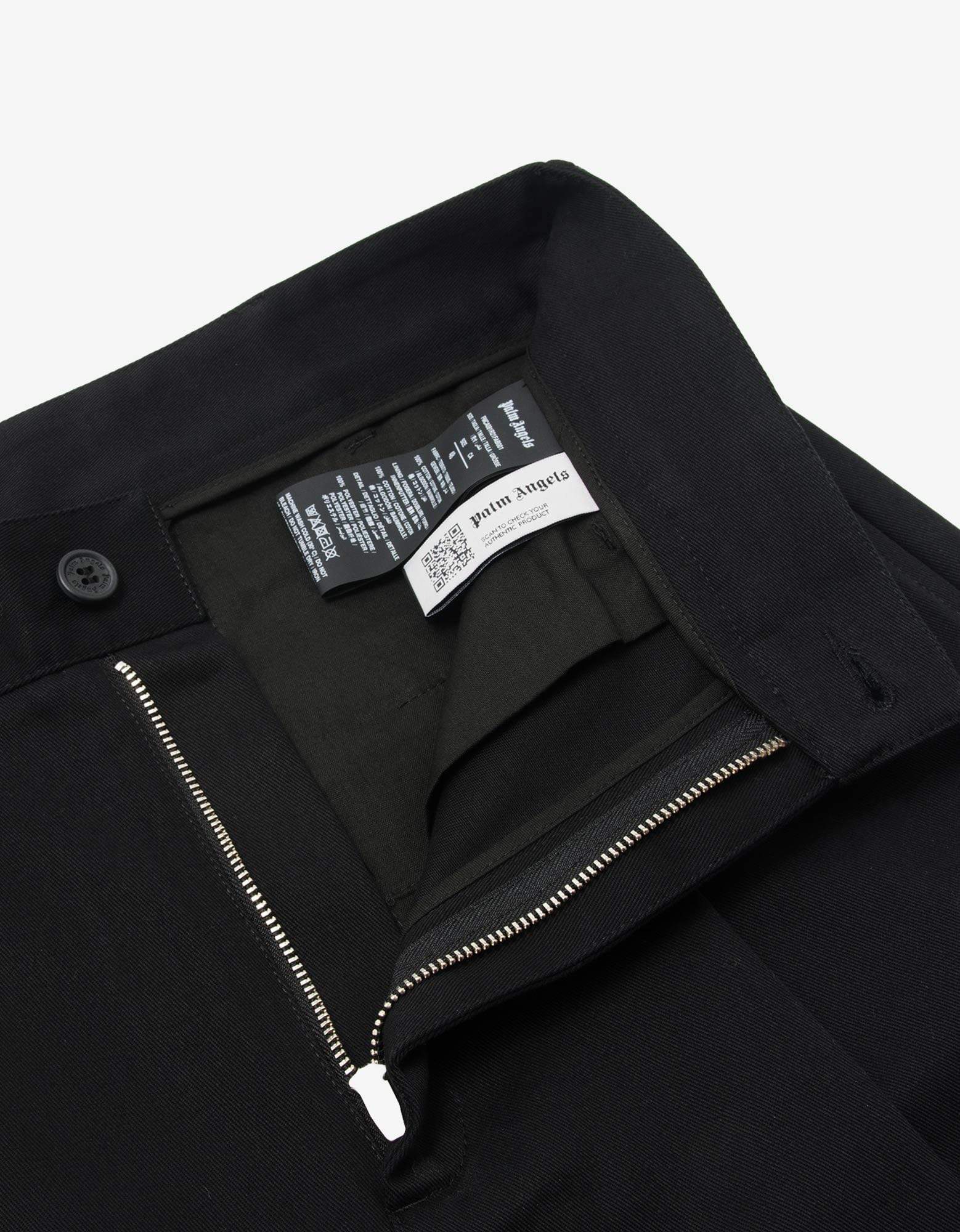 Palm Angels Black Broken Logo Chinos – Zoo Fashions Palm Angels Black Broken Logo Chinos – Zoo Fashions