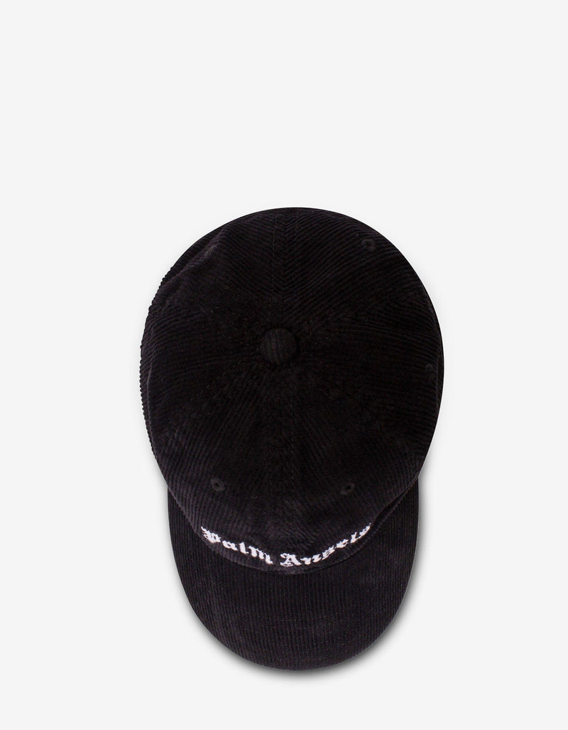 Palm Angels Black Corduroy Classic Logo Baseball Cap