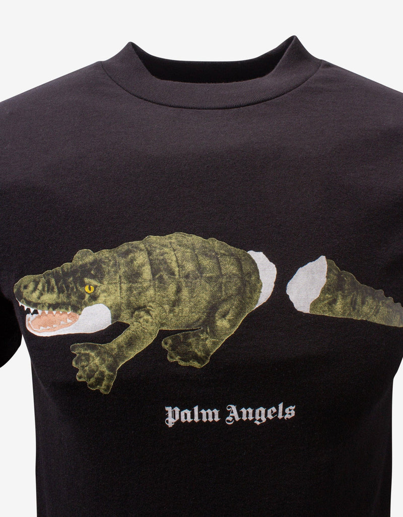 Palm Angels Black Crocodile Print T-Shirt