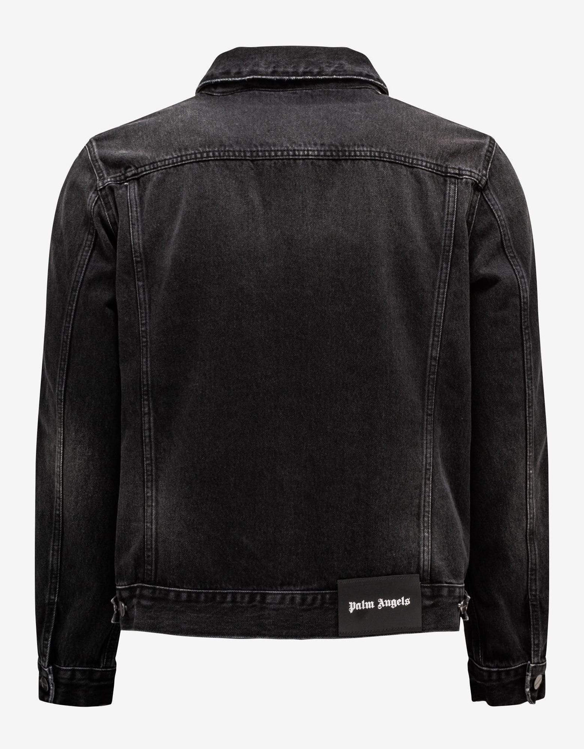 Palm Angels Black Denim Jacket with Stripes