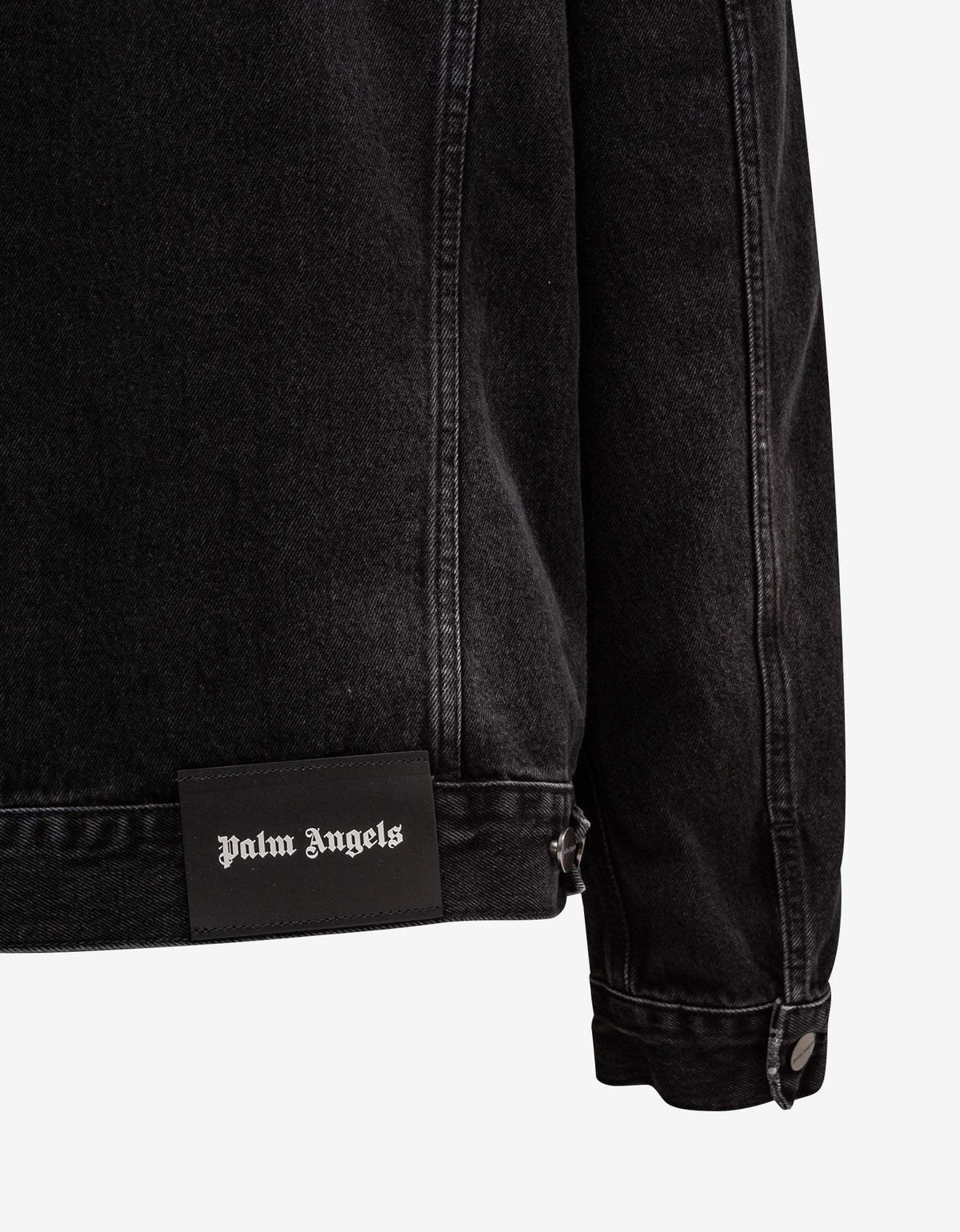 Palm Angels Black Denim Jacket with Stripes