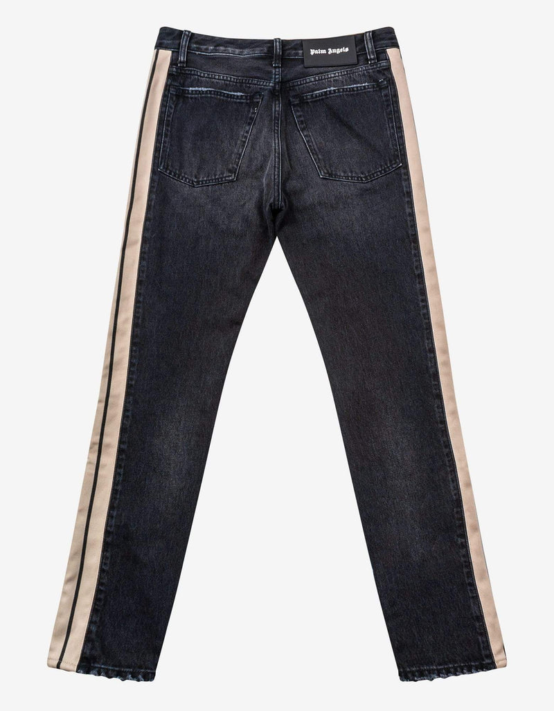 Palm Angels Black Jeans with Stripes