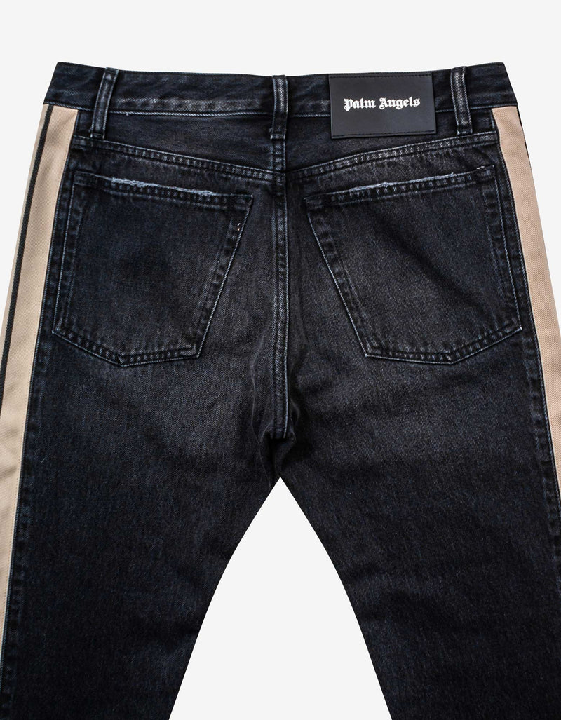 Palm Angels Black Jeans with Stripes