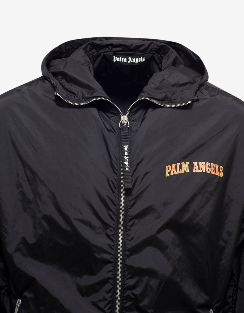 Palm Angels Black New College Logo Print Windbreaker