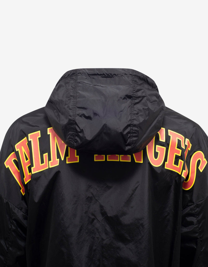 Palm Angels Black New College Logo Print Windbreaker