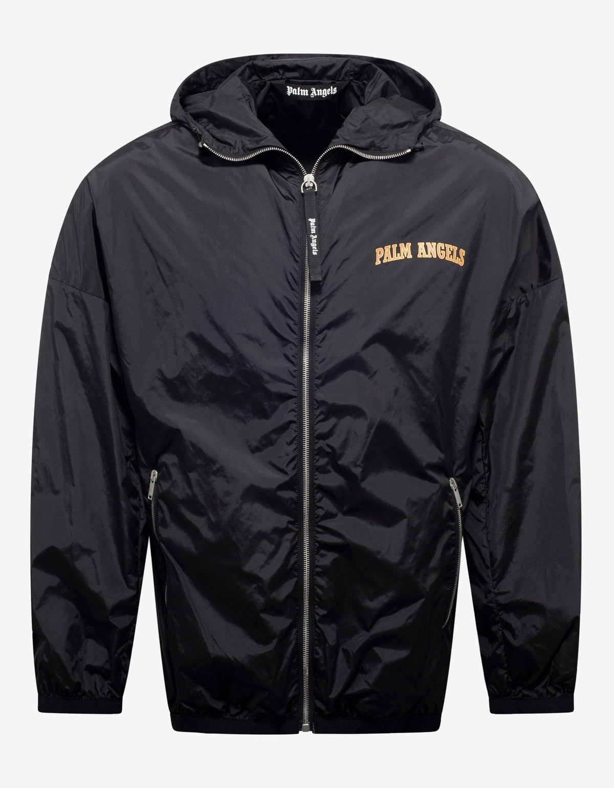 Palm Angels Black New College Logo Print Windbreaker