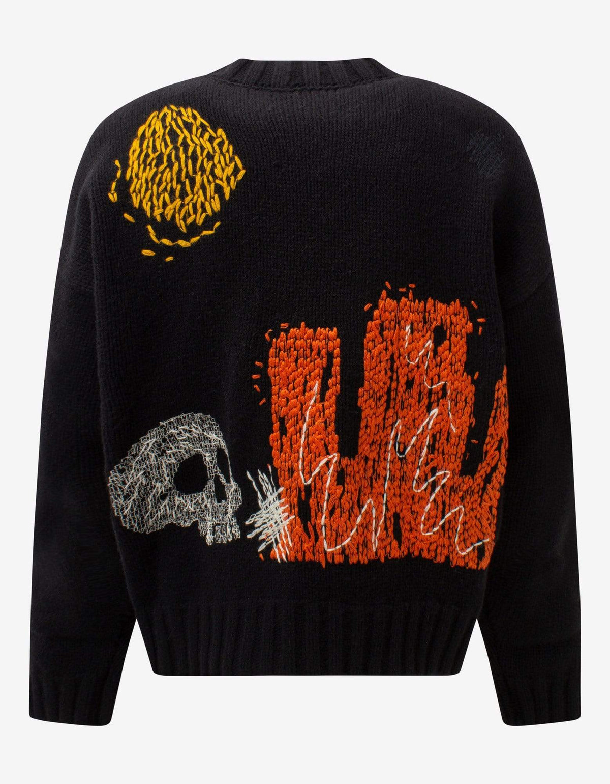 Palm Angels Black New Folk Embroidered Sweater