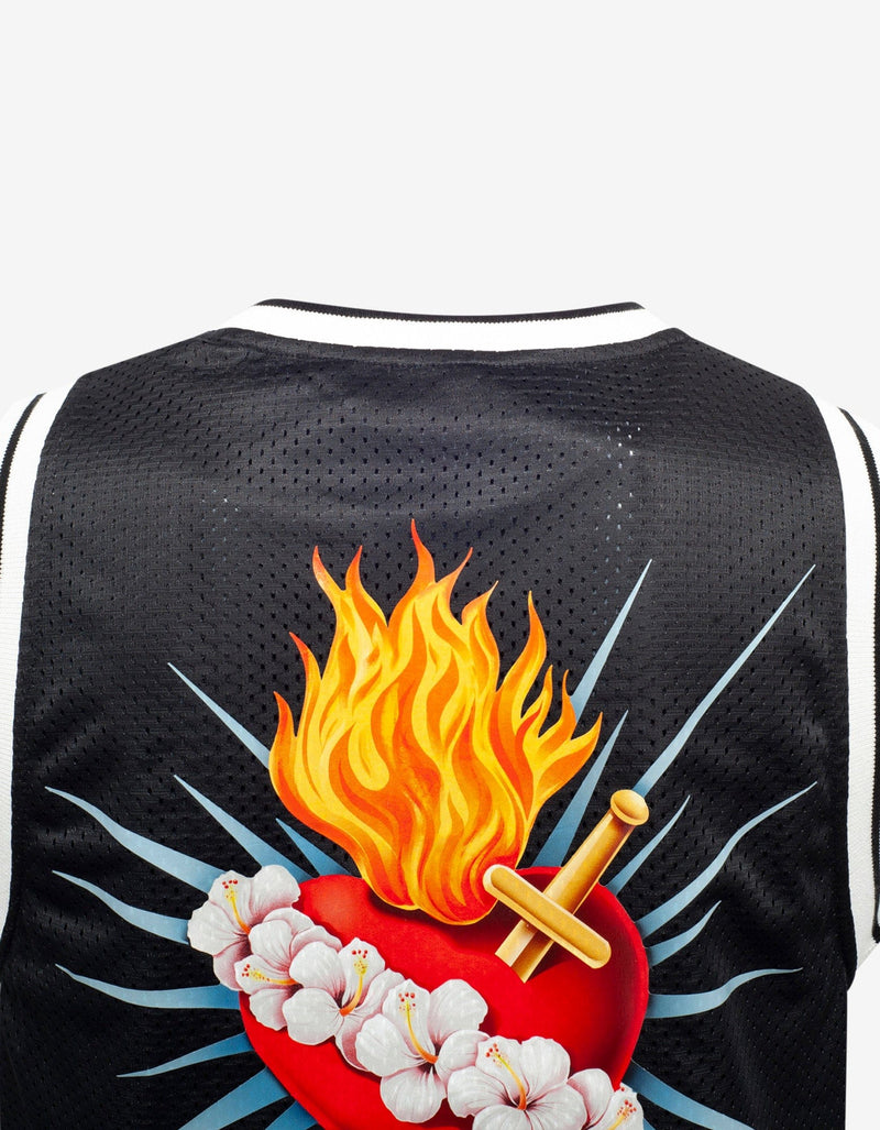 Palm Angels Black Sacred Heart Print Tank Top