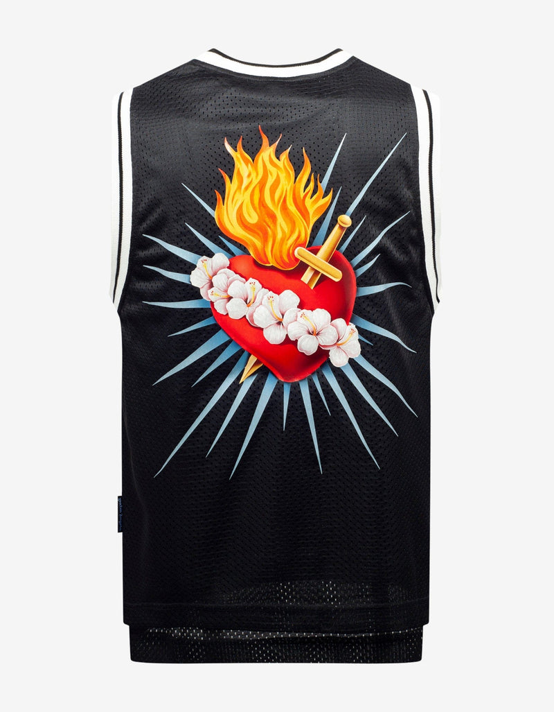 Palm Angels Black Sacred Heart Print Tank Top