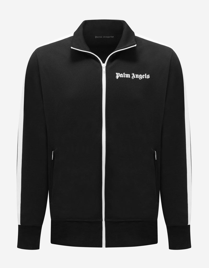 Palm Angels Black Track Jacket with Stripes