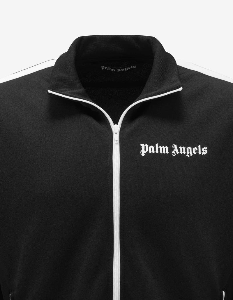 Palm Angels Black Track Jacket with Stripes