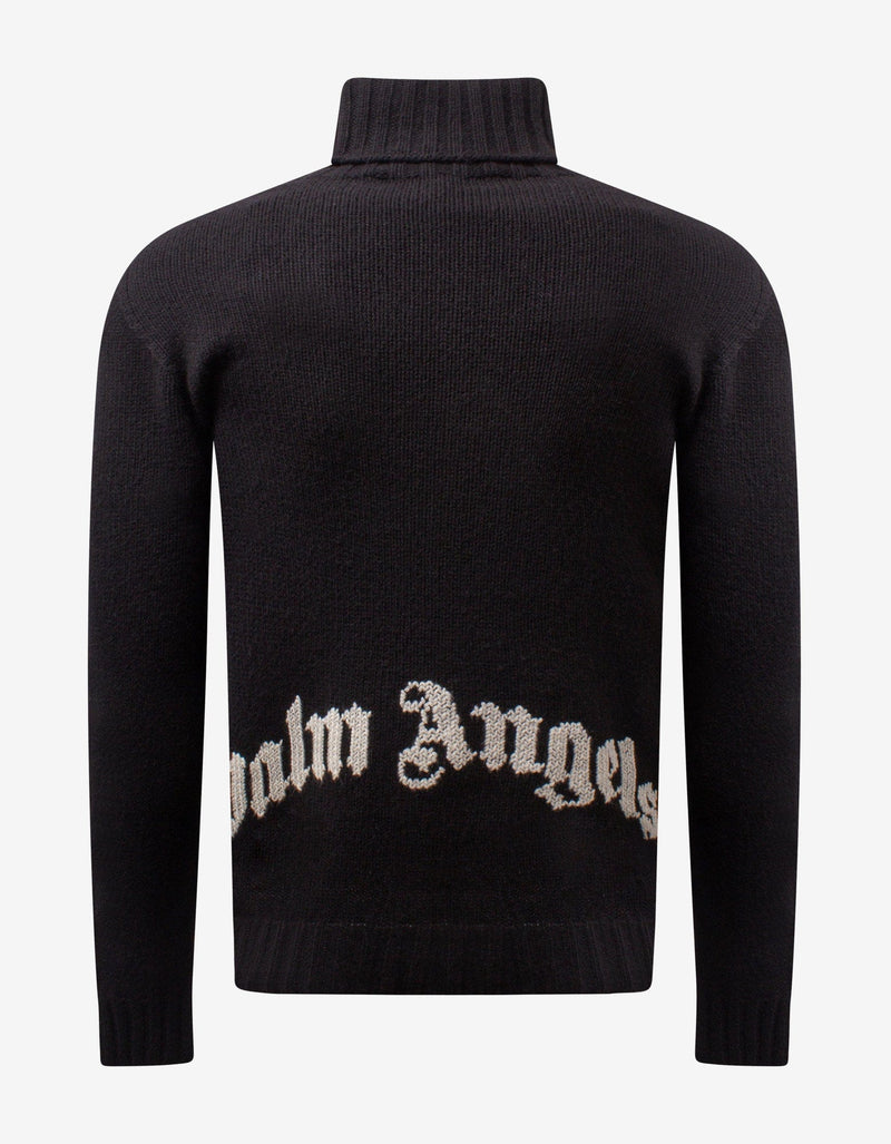 Palm Angels Black Turtleneck Logo Sweater