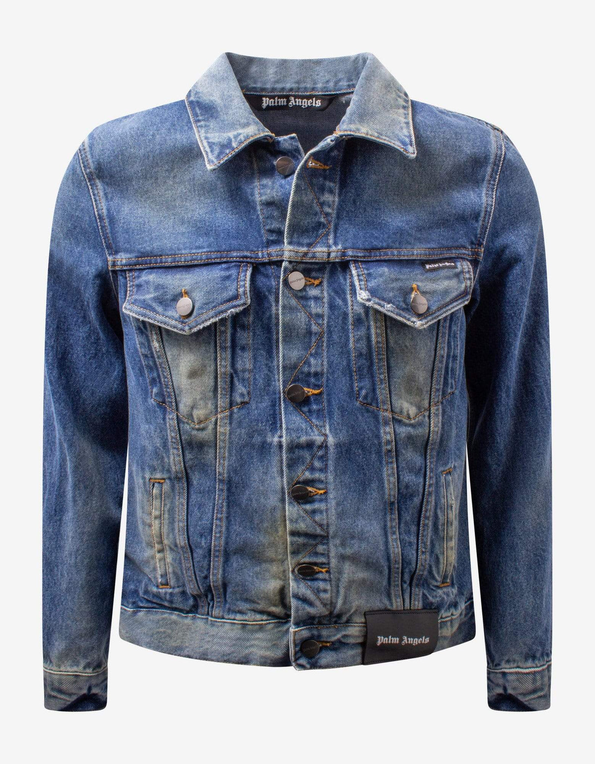 Palm Angels Blue College Eagle Denim Jacket