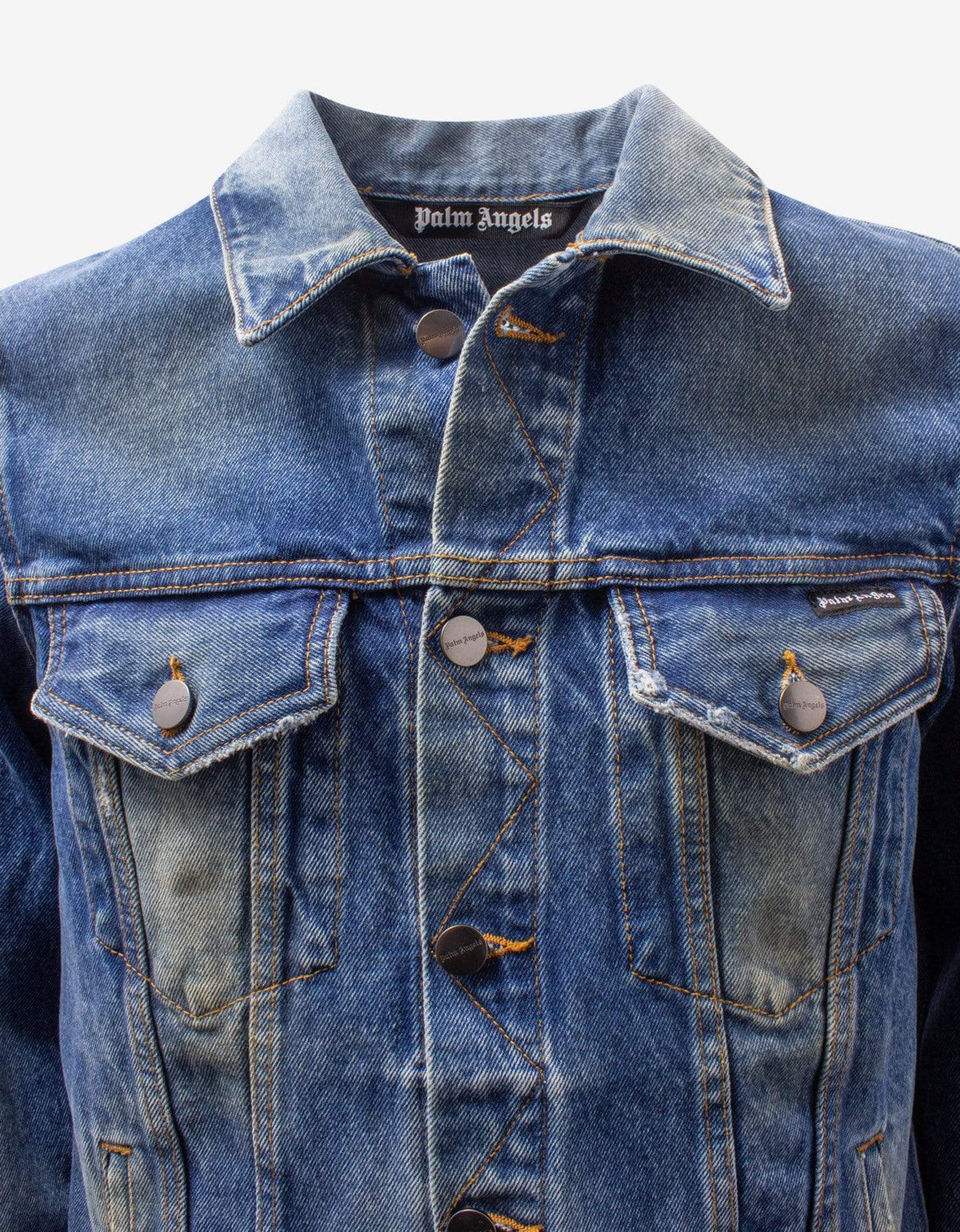 Palm Angels Blue College Eagle Denim Jacket