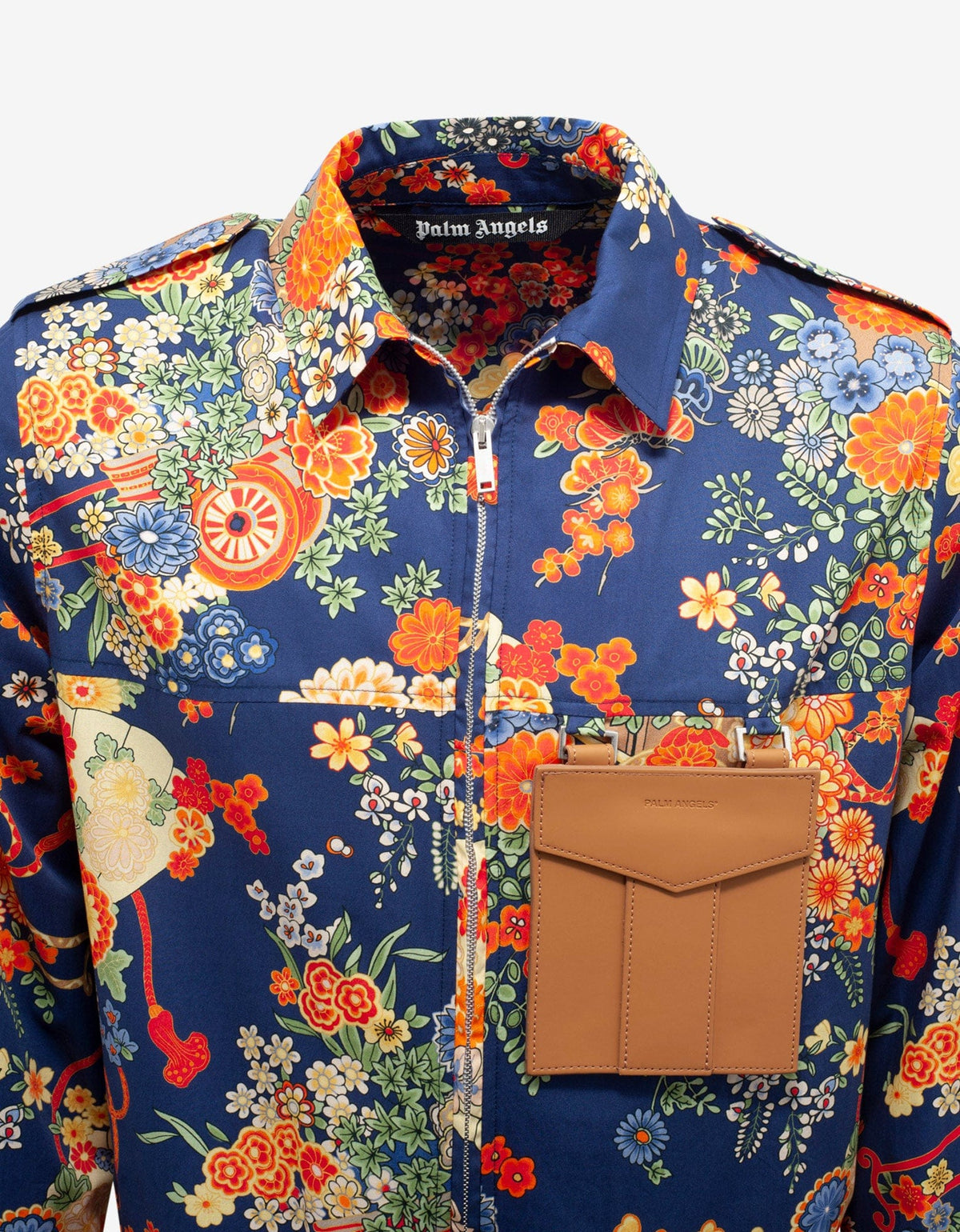 Palm Angels Blue Floral Print Blooming Pocket Shirt