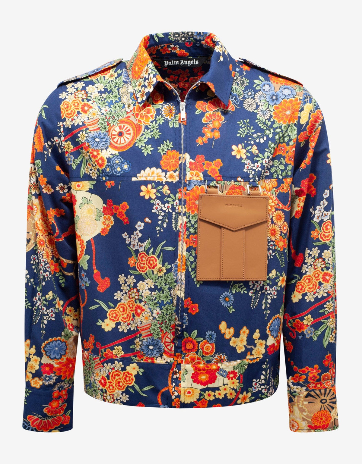 Palm Angels Blue Floral Print Blooming Pocket Shirt