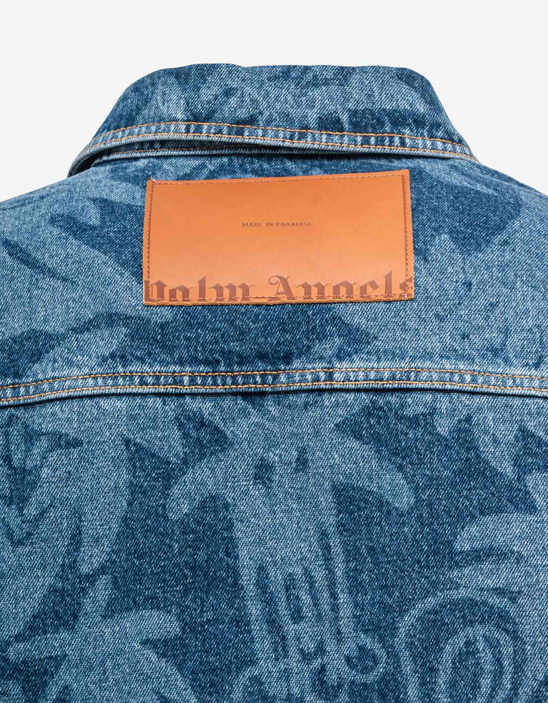 Palm Angels Blue Palmity Allover Laser Denim Shirt