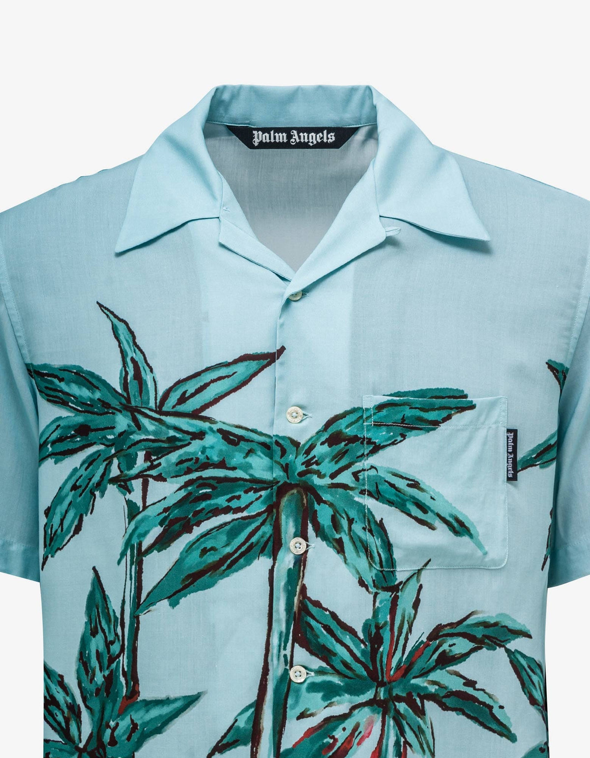 Palm Angels Blue Palms Row Bowling Shirt