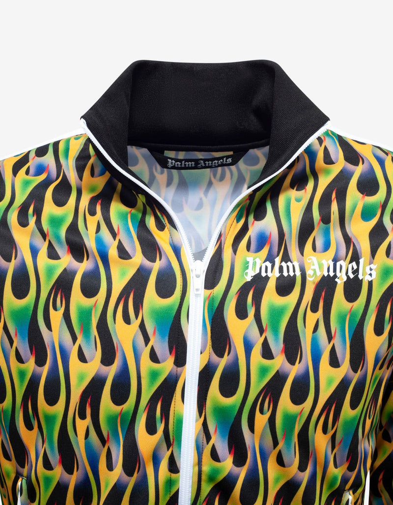 Palm Angels Green Burning Print Track Jacket