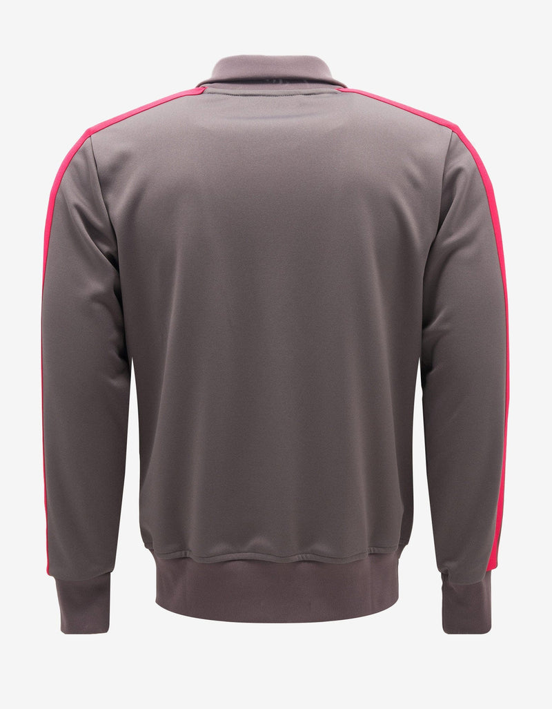 Palm Angels Grey Track Jacket with Magenta Stripes