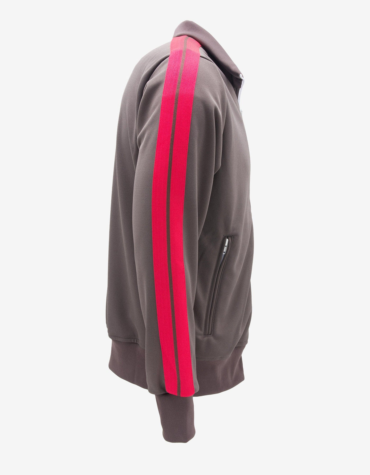 Palm Angels Grey Track Jacket with Magenta Stripes