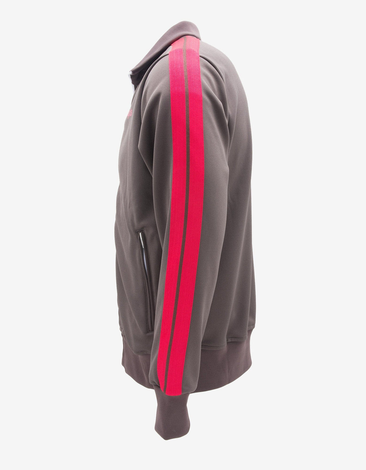 Palm Angels Grey Track Jacket with Magenta Stripes