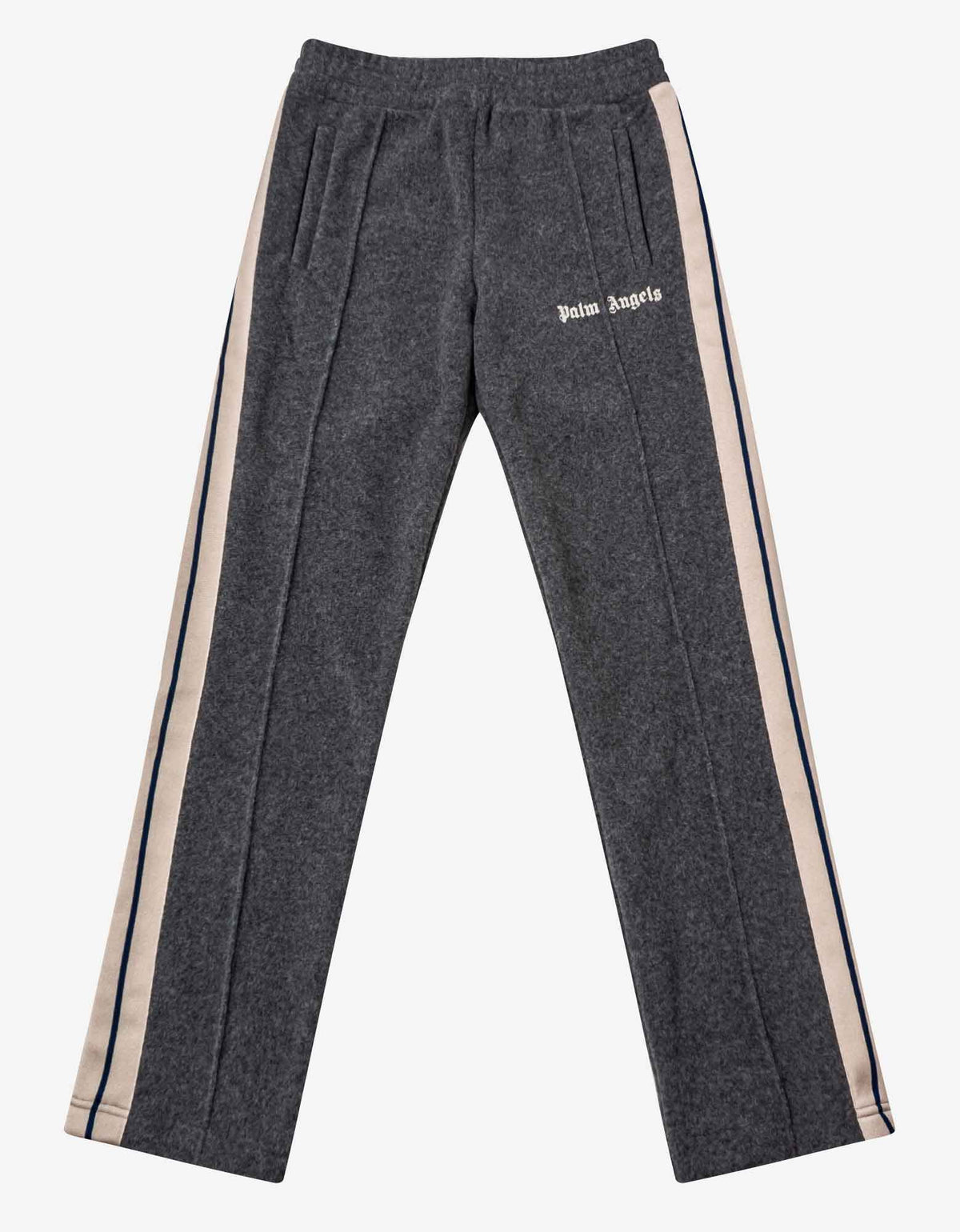Palm Angels Grey Wool-Blend Track Pants with Stripes
