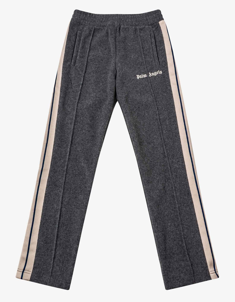 Palm Angels Grey Wool-Blend Track Pants with Stripes