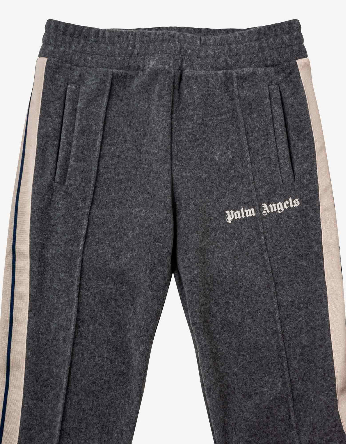 Palm Angels Grey Wool-Blend Track Pants with Stripes