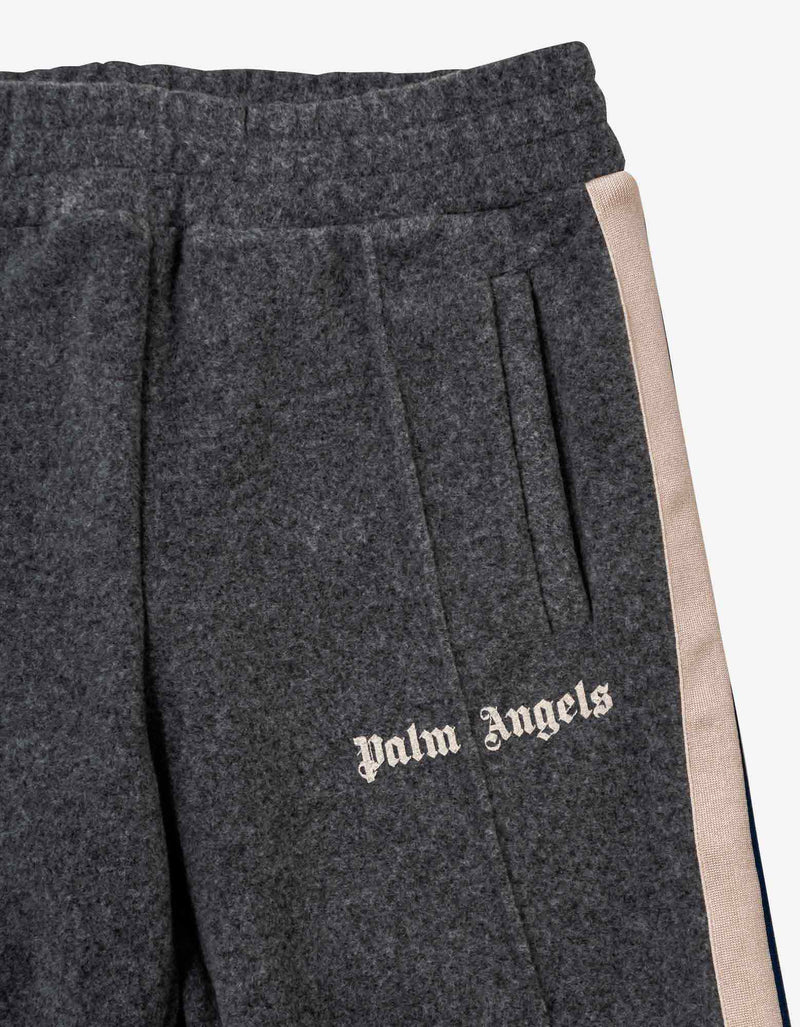 Palm Angels Grey Wool-Blend Track Pants with Stripes