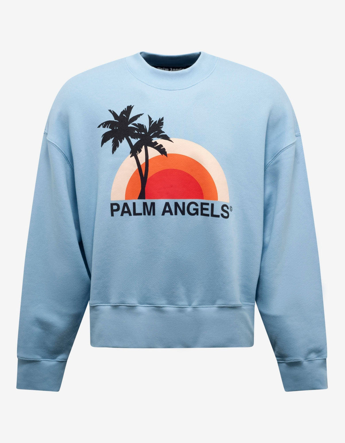 Palm Angels Light Blue Sunset Print Oversized Sweatshirt