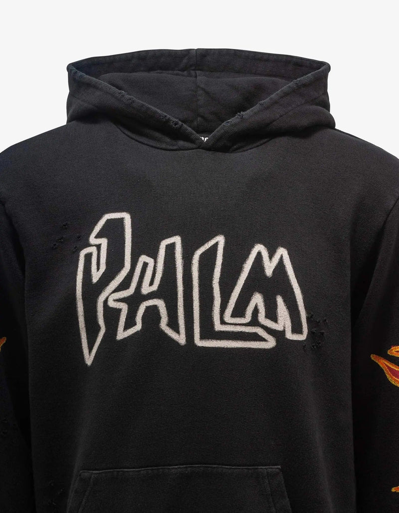 Palm Angels Palm Angels Black Graffiti Flames Hoodie