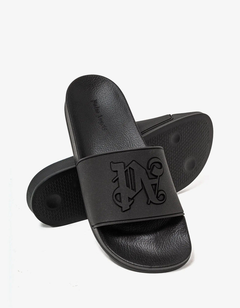 Palm Angels Palm Angels Black PA Monogram Slide Sandals