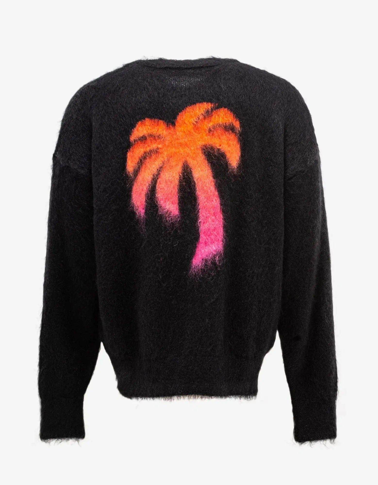 Palm Angels Black Sprayed Palm Intarsia Sweater