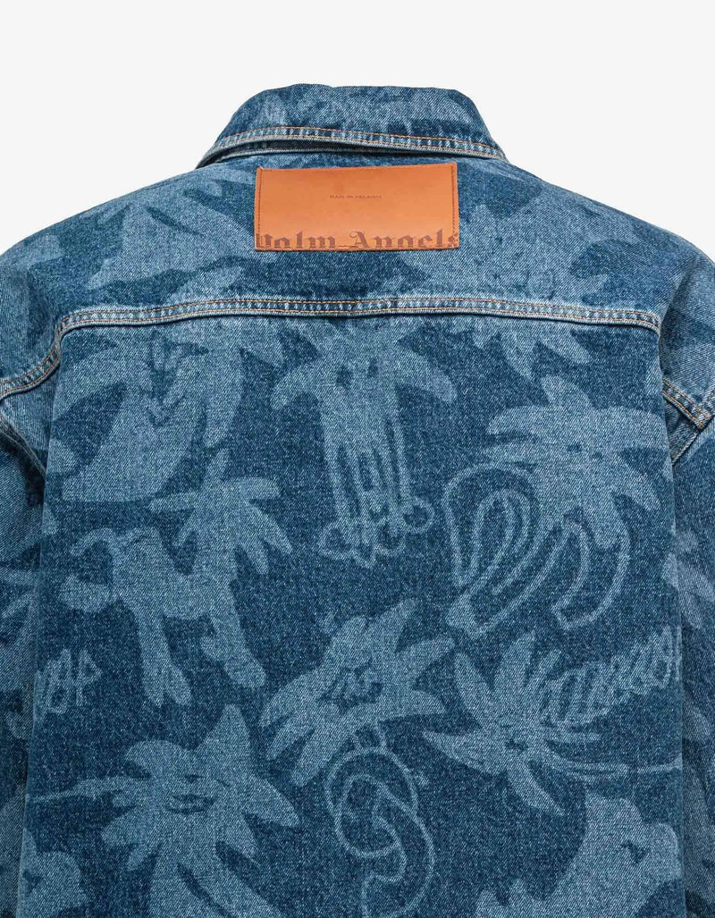 Palm Angels Palm Angels Blue Palmity All-over Laser Denim Shirt