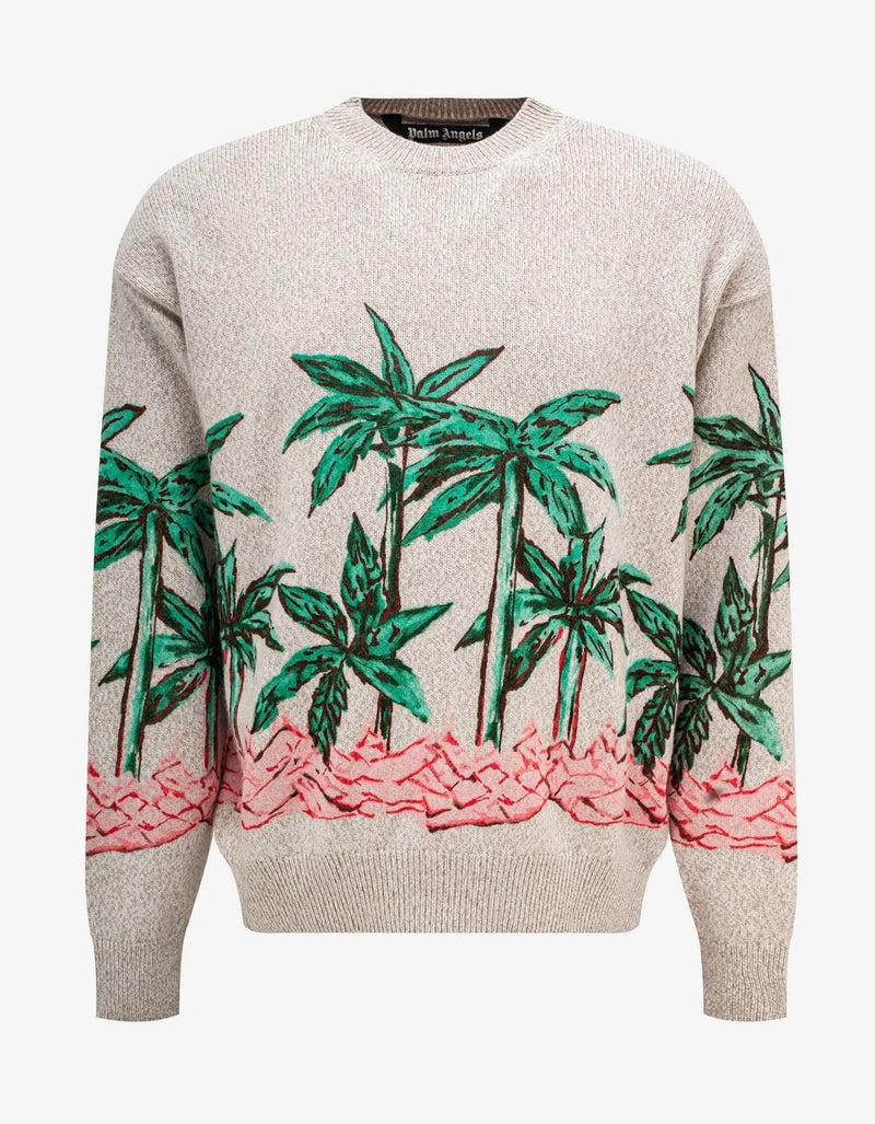 Palm Angels Cream Palms Row Printed Sweater – Zoo Fashions