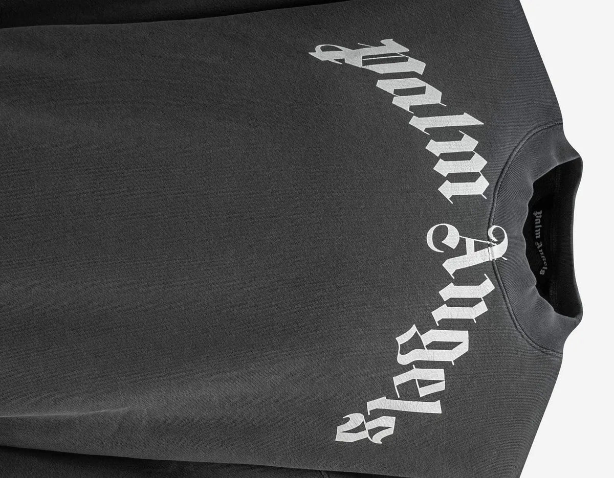 Palm Angels Palm Angels Grey Curved Logo Sweatshirt