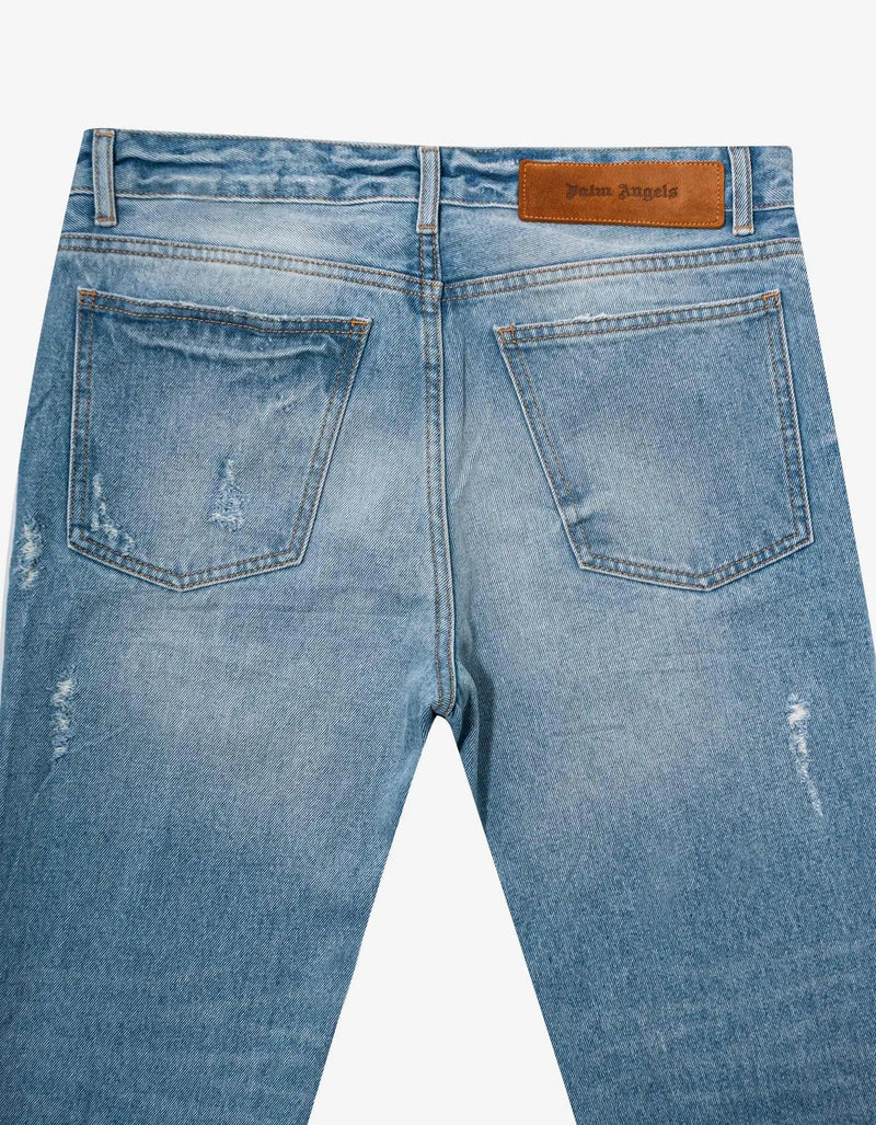 Palm Angels Palm Angels Light Blue Palms Print Jeans