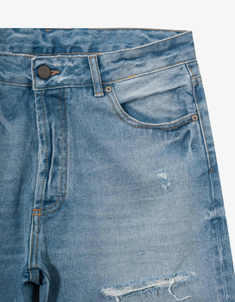 Palm Angels Palm Angels Light Blue Palms Print Jeans