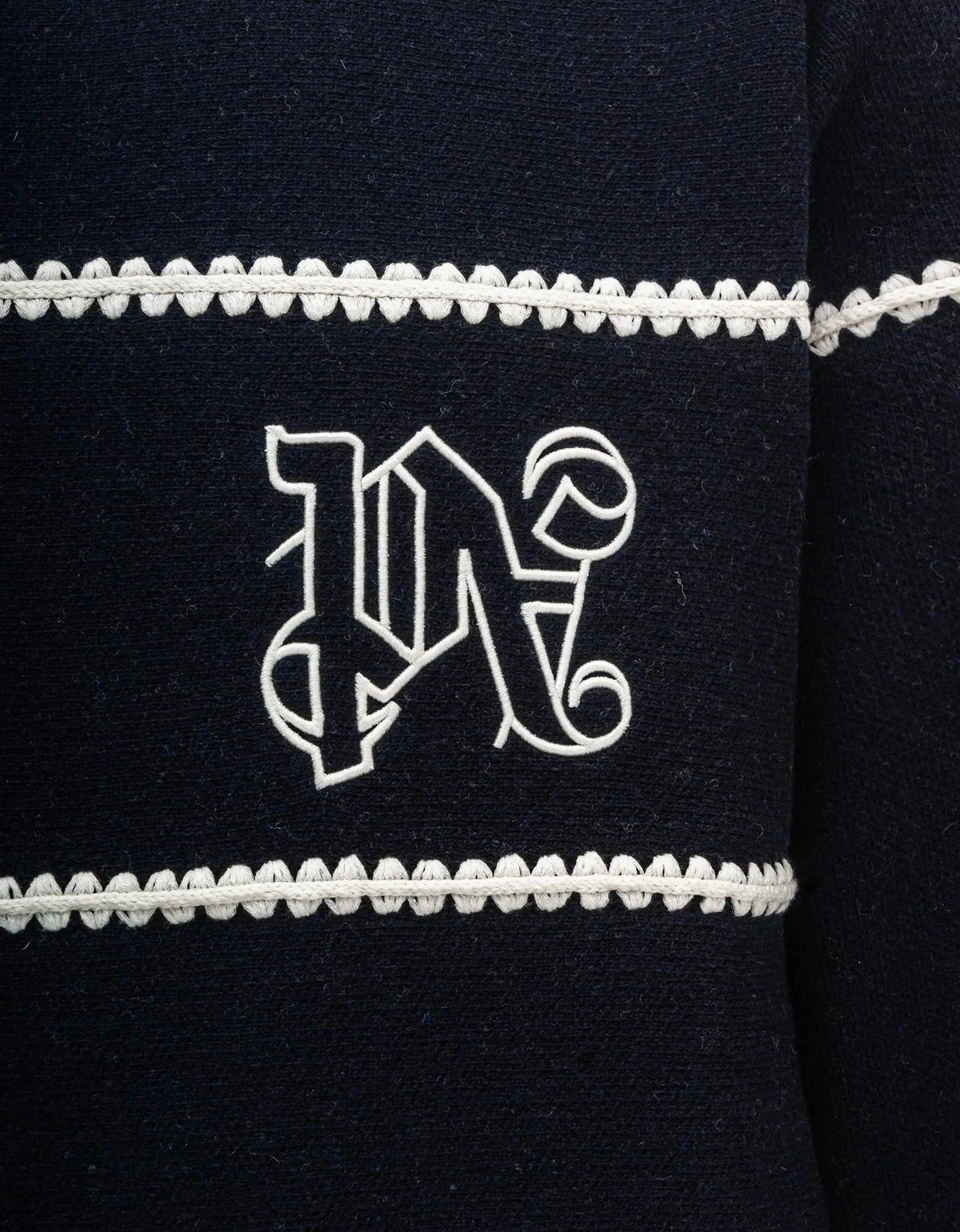 Palm Angels Navy Blue PA Monogram Stripe Sweater – Zoo Fashions Palm Angels Navy Blue PA Monogram Stripe Sweater – Zoo Fashions