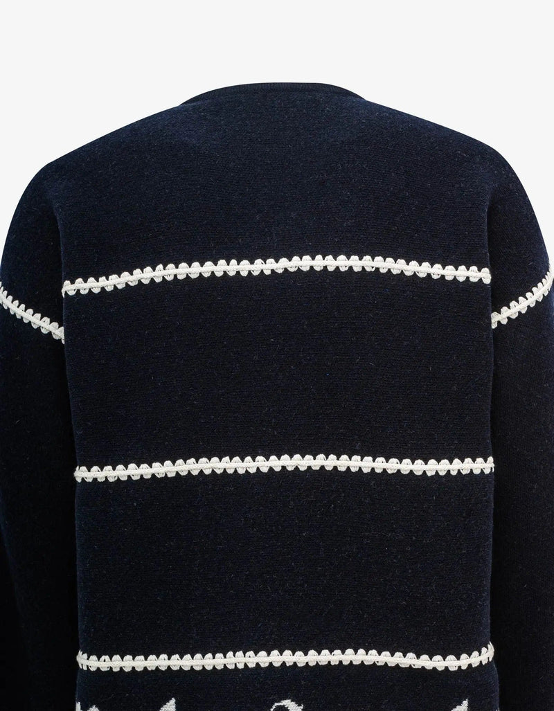 Palm Angels Palm Angels Navy Blue PA Monogram Stripe Sweater