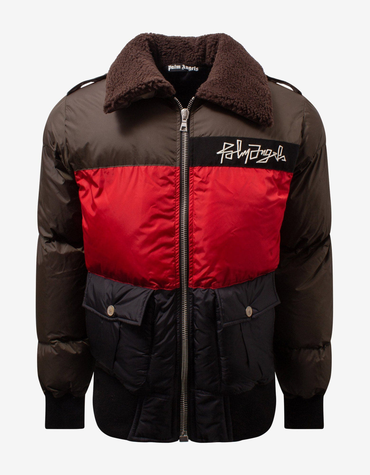 Palm Angels Panelled Desert Logo Puffer Jacket