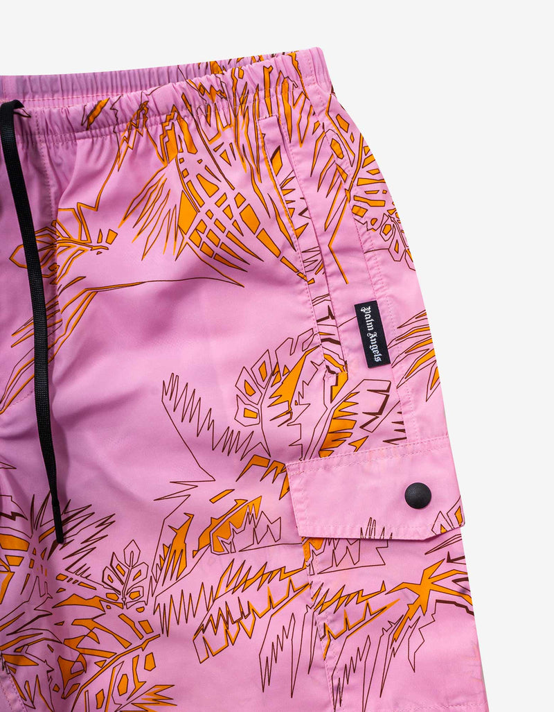 Palm Angels Pink Abstract Palms Swim Shorts