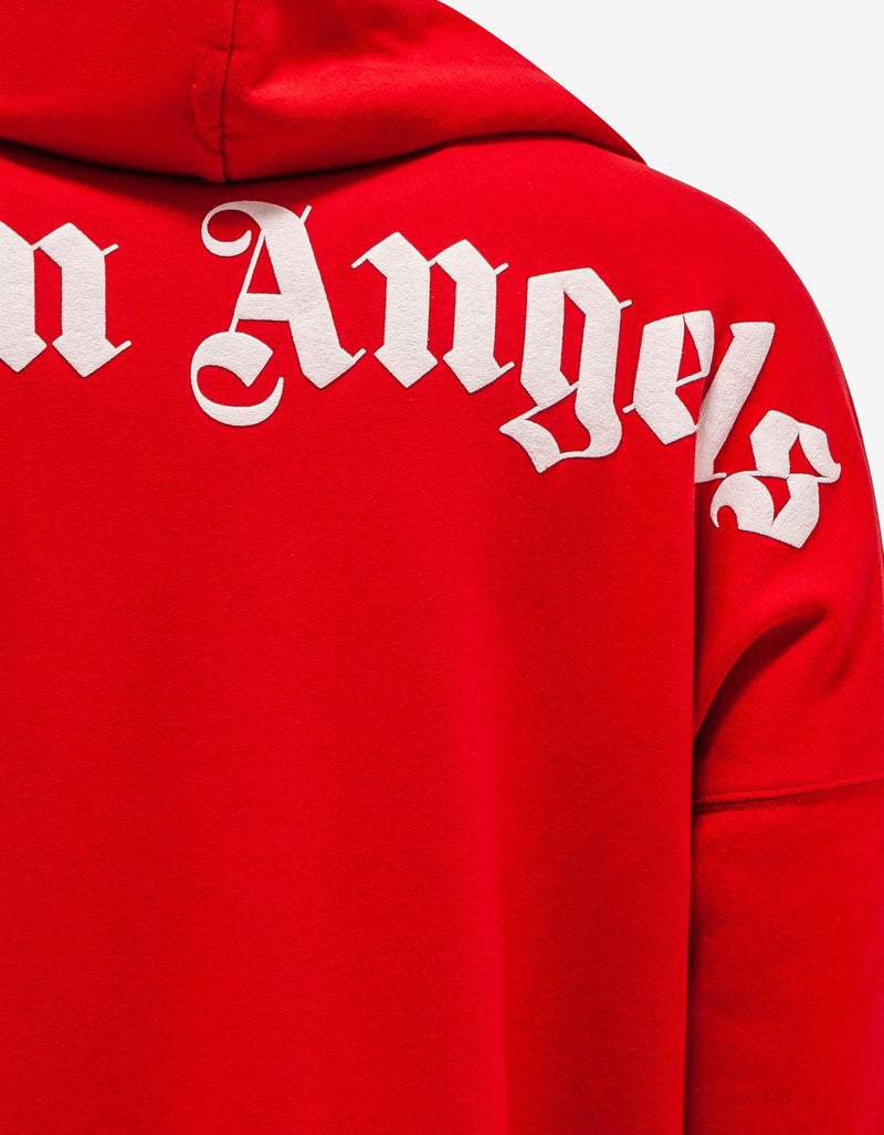 Palm Angels Red Classic Logo Oversized Hoodie