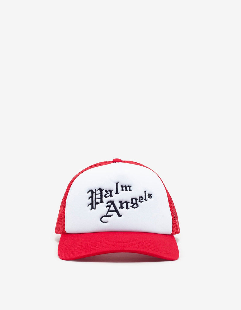 Palm Angels Red & White New Gothic Logo Cap